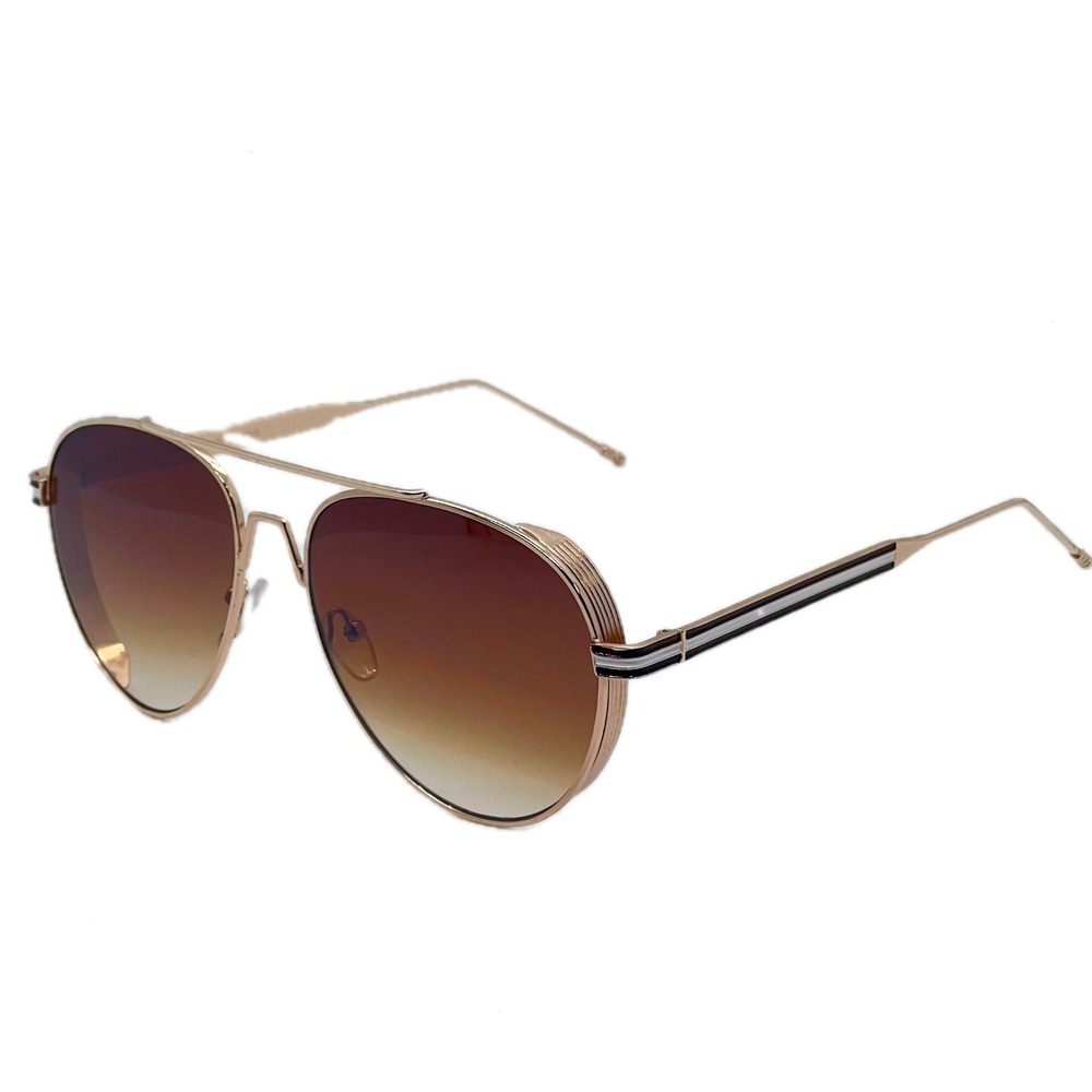 Sunglasses Brown Ombre Lens Gold Frame Fashion‎ Pilot Sun Glasses Vintage UV400